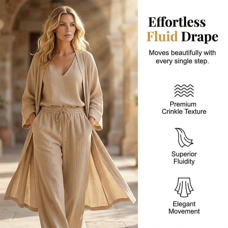 ⏰ 50% Rabatt –Elegantes, lässiges dreiteiliges Weitbein-Set | Weich, hautfreundlich, fließend und figurumschmeichelnd ✨👖