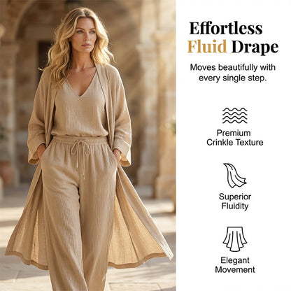 ⏰ 50% Rabatt –Elegantes, lässiges dreiteiliges Weitbein-Set | Weich, hautfreundlich, fließend und figurumschmeichelnd ✨👖