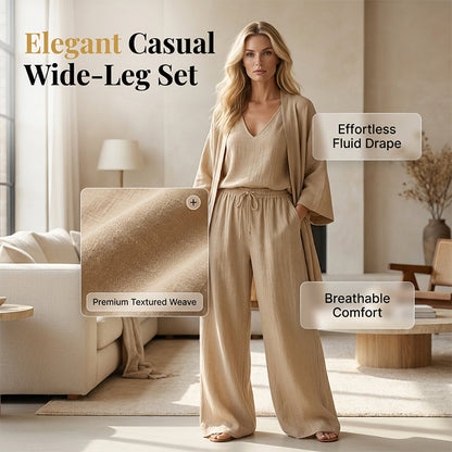 ⏰ 50% Rabatt –Elegantes, lässiges dreiteiliges Weitbein-Set | Weich, hautfreundlich, fließend und figurumschmeichelnd ✨👖