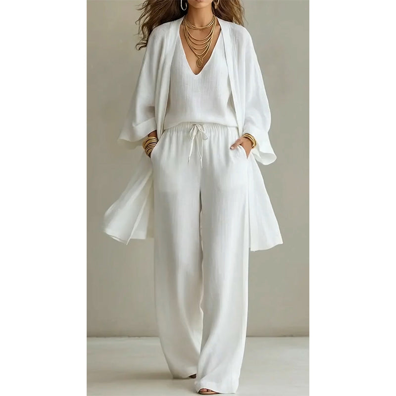 ⏰ 50% Rabatt –Elegantes, lässiges dreiteiliges Weitbein-Set | Weich, hautfreundlich, fließend und figurumschmeichelnd ✨👖