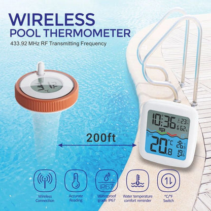 🌡️ Digital Wireless Pool Thermometer – Floating | Easy-to-read • Waterproof • Accurate