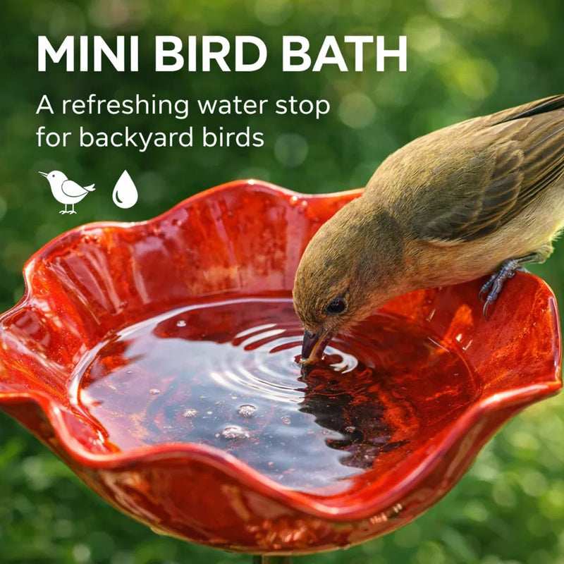 🌞Fris De Lente In Met 50% Korting!🐦2-in-1 Tuinsteker & Mini Vogelbadje - Duurzaam Kunstwerk voor Buiten