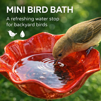 🌞Fris De Lente In Met 50% Korting!🐦2-in-1 Tuinsteker & Mini Vogelbadje - Duurzaam Kunstwerk voor Buiten