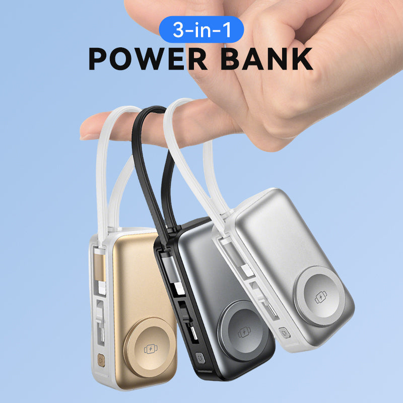 📱 3-in-1 Universele Powerbank | Magnetisch Ontwerp | Ingebouwde Kabels | Draadloos Opladen | Ultra Compact | 5000mAh🌞