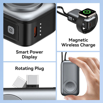 📱 3-in-1 Universele Powerbank | Magnetisch Ontwerp | Ingebouwde Kabels | Draadloos Opladen | Ultra Compact | 5000mAh🌞