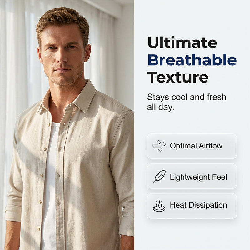 👕 Heren casual ademend shirt met lange mouwen | Zachte stof • De hele dag comfortabel