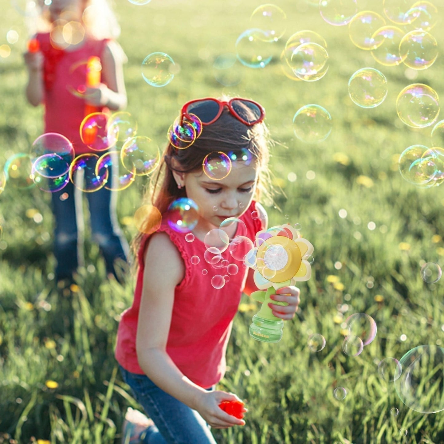 🌻50% KORTING! 🫧 Draagbaar elektrisch bellenblaasapparaat in de vorm van een zonnebloem – Automatische bellen, schattig ontwerp & perfect voor kinderen 🎈