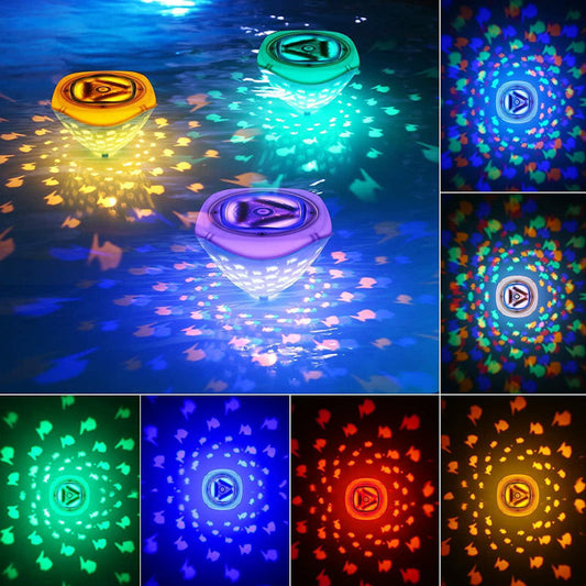 🔮 Drijvende LED-visprojector • Zwembadverlichting | **8 kleuren • 4 standen • Oplaadbaar