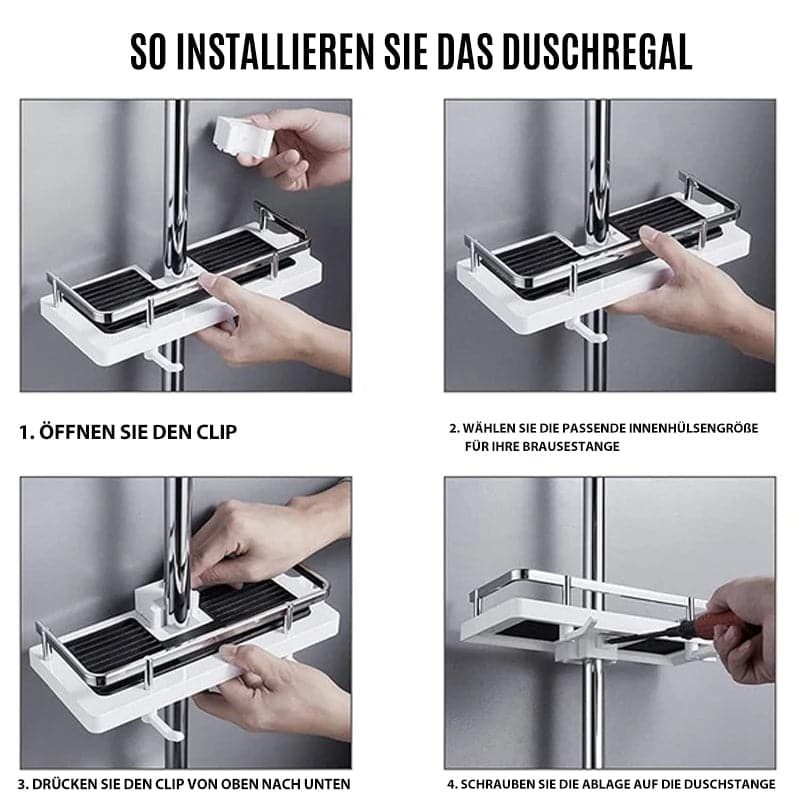 🌞Fris De Lente In Met 50% Korting!🌟Douchestang Rekje - Zonder Boren - Verstelbare Badkamer Organiser - Roestvrij & Ruimtebesparend - Universele Pasvorm