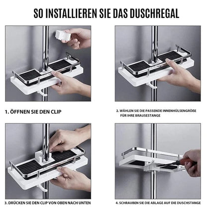 🌞Fris De Lente In Met 50% Korting!🌟Douchestang Rekje - Zonder Boren - Verstelbare Badkamer Organiser - Roestvrij & Ruimtebesparend - Universele Pasvorm