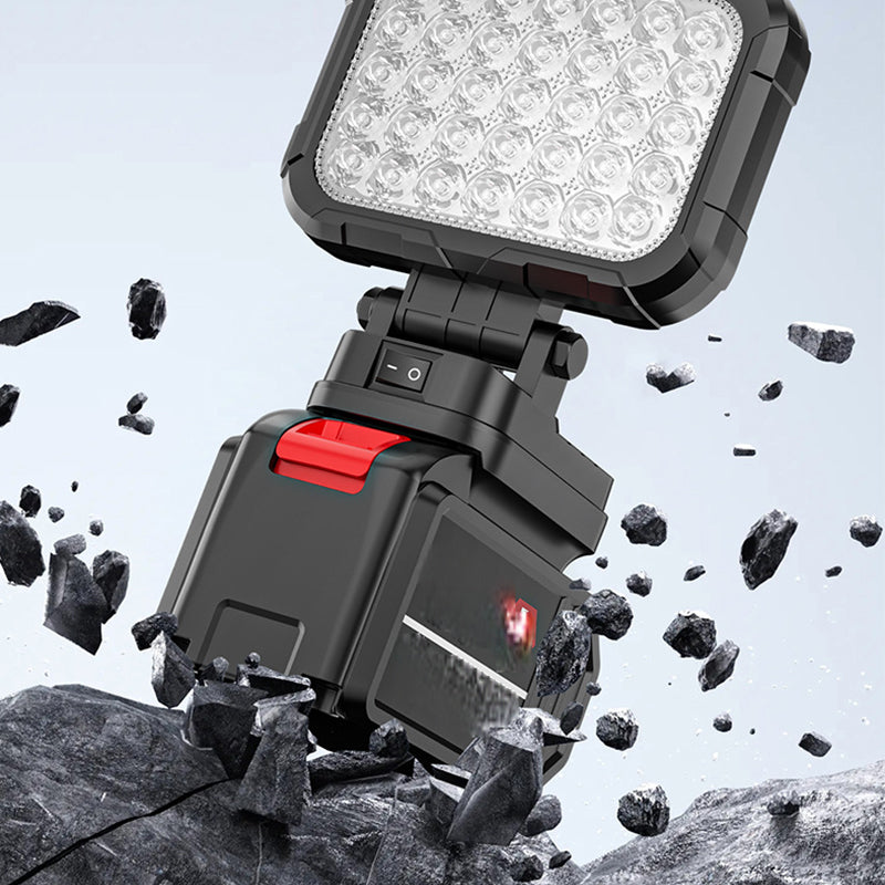 ⏳BEPERKTE TIJD: 50% KORTING!💡 Multifunctionele LED Werklamp｜Draaibare Kop 180° + Dubbele USB-Laadpoort 🔋｜🌧️ Waterdicht & Vast, Compatibel met Meeste Accu's