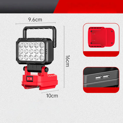 ⏳BEPERKTE TIJD: 50% KORTING!💡 Multifunctionele LED Werklamp｜Draaibare Kop 180° + Dubbele USB-Laadpoort 🔋｜🌧️ Waterdicht & Vast, Compatibel met Meeste Accu's