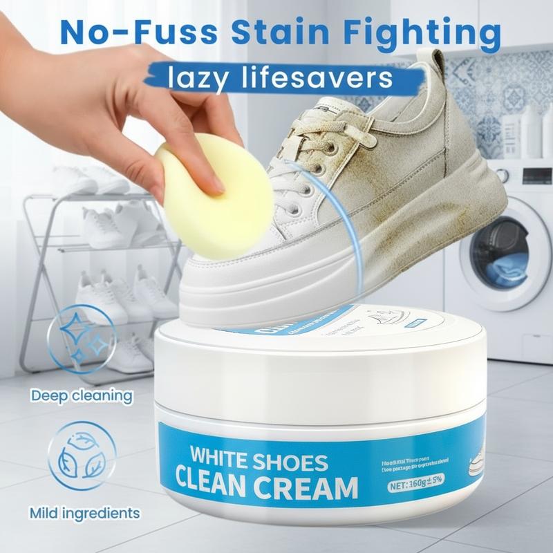 👟🔥50% KORTING🔥 Waterloze Reinigingscrème voor Witte Schoenen met Spons