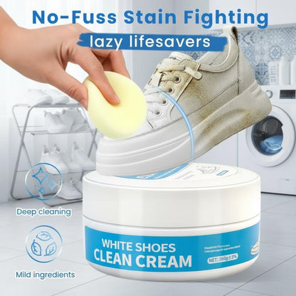 👟🔥50% KORTING🔥 Waterloze Reinigingscrème voor Witte Schoenen met Spons