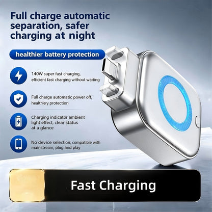 🌞 50% Korting!⚡140W Super-Sneloplader met AI Automatische Uitschakeling - USB-C PD3.1 - Intelligente Batterijbescherming - Universeel voor iPhone, MacBook & Tablets