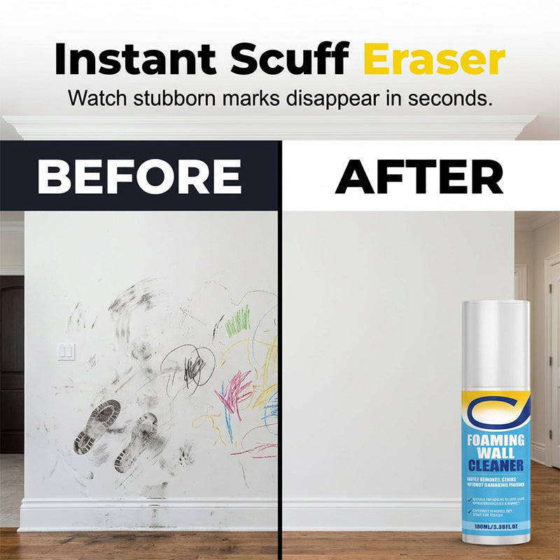 🌞Fris De Lente In Met 50% Korting!🧼Magische Muurreiniger Schuim - Direct Vlekken & Krassen Verwijderen - Veilig voor Verf - Druipt Niet - Voor Muren, Deuren & Plinten - 100% Effectief