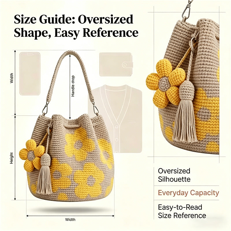 🧶2026 Nieuw binnen 50% KORTING👜Gehaakte Bloemen Bucketbag voor Dames – Ruim & Stijlvol 🧶