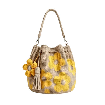 🧶2026 Nieuw binnen 50% KORTING👜Gehaakte Bloemen Bucketbag voor Dames – Ruim & Stijlvol 🧶