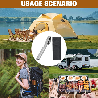 ⏳TIJDELIJKE ACTIE⏰4-in-1 RVS draagbaar bestekset