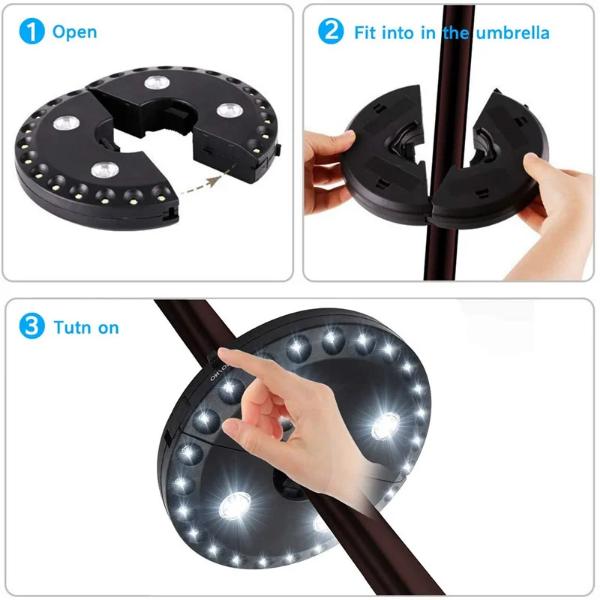 🔥50% Korting！💡 LED-Klemlamp voor parasol & stok – werkt op batterijen, 3 lichtstanden, weerbestendig – perfect voor het terras, op de camping en in de tuin