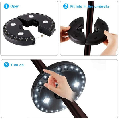 🔥50% Korting！💡 LED-Klemlamp voor parasol & stok – werkt op batterijen, 3 lichtstanden, weerbestendig – perfect voor het terras, op de camping en in de tuin