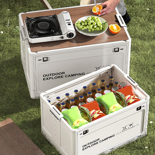 ☀️ Zomer 50% KORTING 🏕️2-in-1 Opvouwbare Kampeer Opbergbox met Tafelblad | Driedubbele opening, zeer ruim, eenvoudig toegankelijk