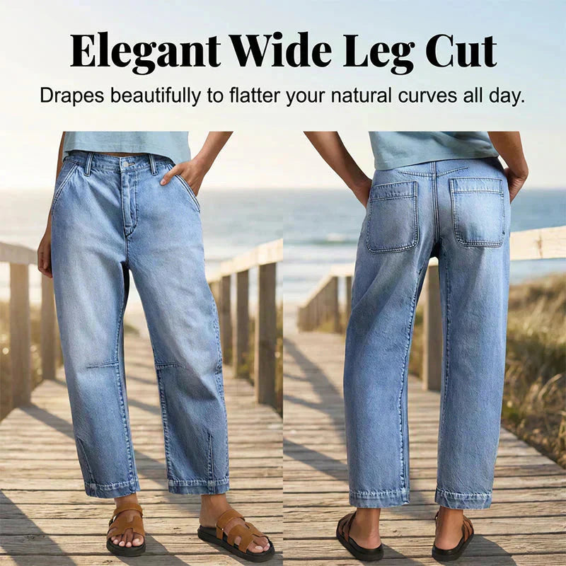 💙 High Waist Wijde Pijp Jeans voor Dames – Comfortabel, Flatterend & Tijdloos ✨