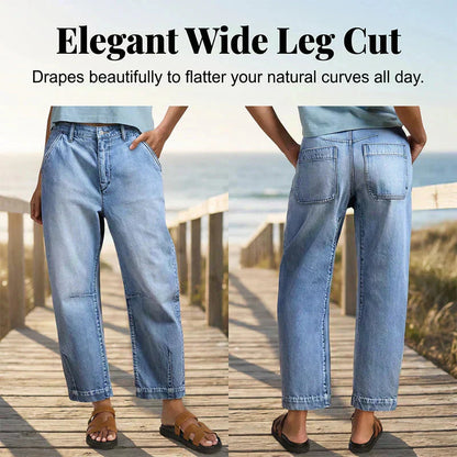 💙 High Waist Wijde Pijp Jeans voor Dames – Comfortabel, Flatterend & Tijdloos ✨