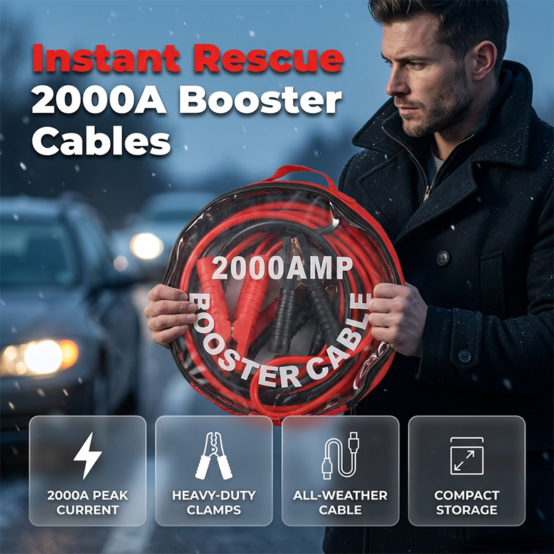 🌞Fris De Lente In Met 50% Korting!🚗⚡ 2000A Anti-klit Startkabels  Zware Startkabels Voor Auto Met Opbergtas