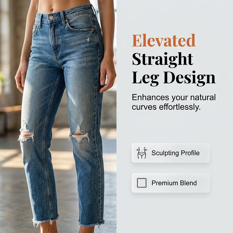 ☀️ Zomer aanbieding is hier! Mis het niet!⏰🎁 Modieuze slim-fit jeans met distressed look voor dames