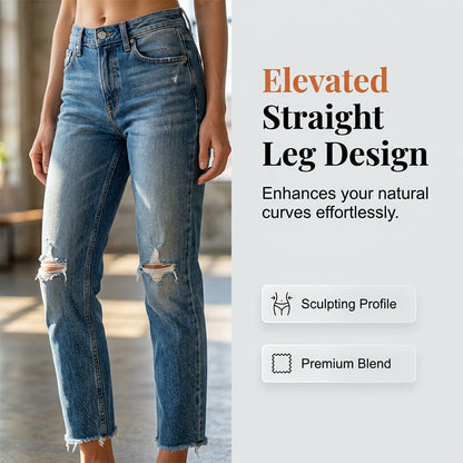 ☀️ Zomer aanbieding is hier! Mis het niet!⏰🎁 Modieuze slim-fit jeans met distressed look voor dames