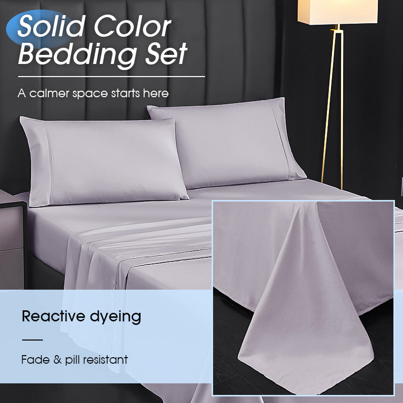 💥50% KORTING🛏️ 4-Delig Effen Beddengoed Set - Zacht Ademend Diepe Zakken