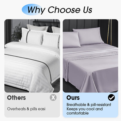 💥50% KORTING🛏️ 4-Delig Effen Beddengoed Set - Zacht Ademend Diepe Zakken