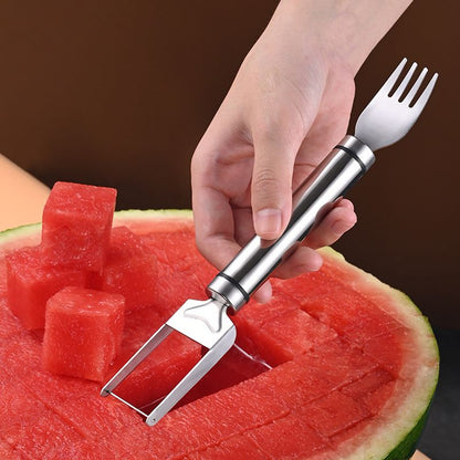 ✨NU 50% KORTING🥄2-in-1 Roestvrijstalen Watermeloen Snijmes en Vork