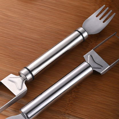 ✨NU 50% KORTING🥄2-in-1 Roestvrijstalen Watermeloen Snijmes en Vork