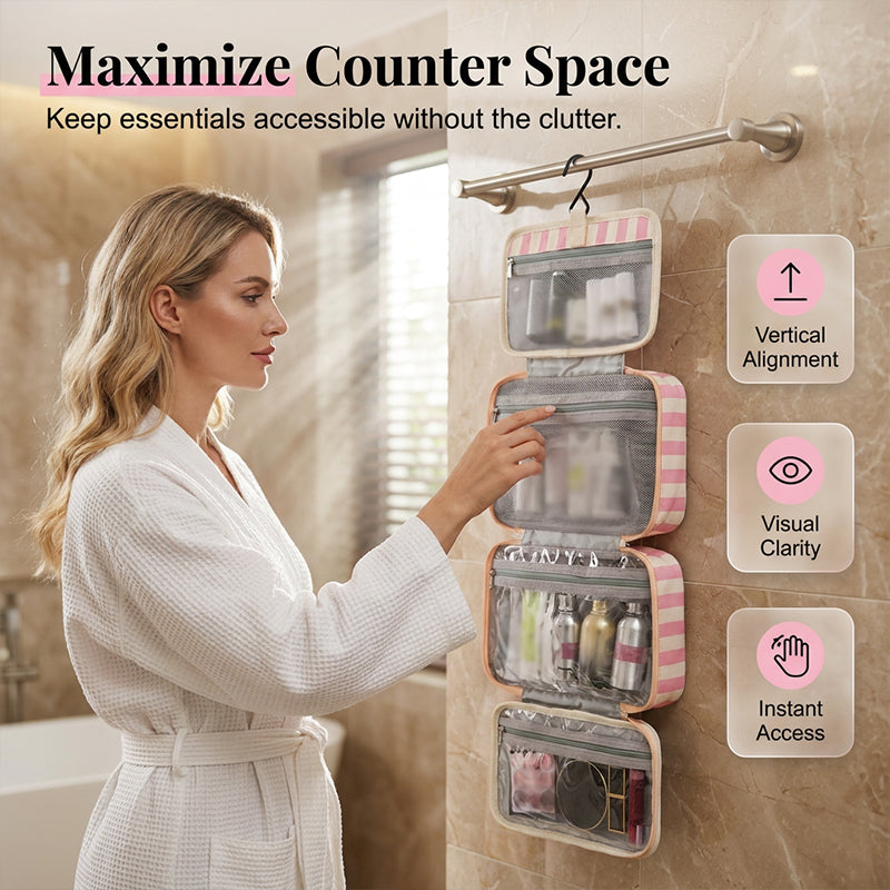 💥50% KORTING🧳 Hangende Toilettas | 4 Vakken Met Haak Voor Op Reis