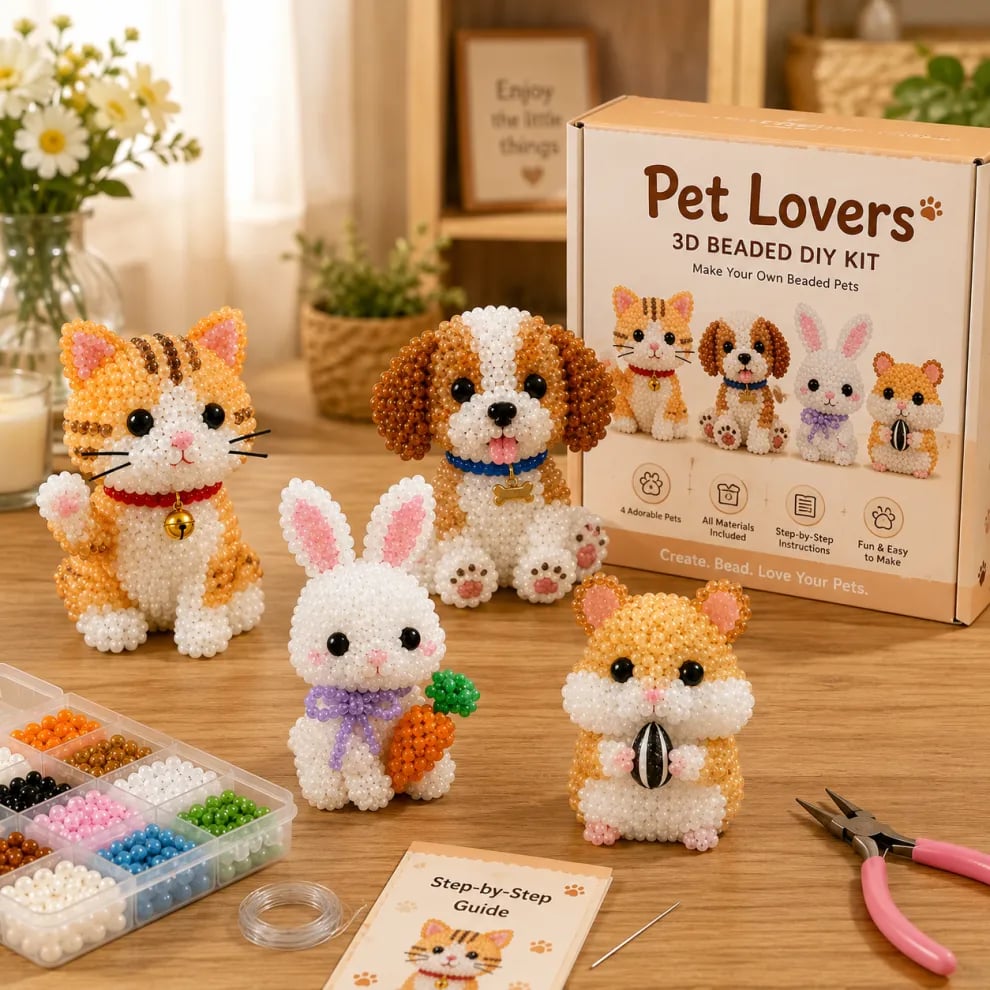 🏆Tijdelijke aanbieding: 50% KORTING🧵✨Kleine 3D-knutselpakket met dieren van kralen