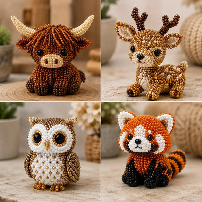 🏆Tijdelijke aanbieding: 50% KORTING🧵✨Kleine 3D-knutselpakket met dieren van kralen