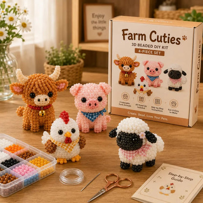 🏆Tijdelijke aanbieding: 50% KORTING🧵✨Kleine 3D-knutselpakket met dieren van kralen
