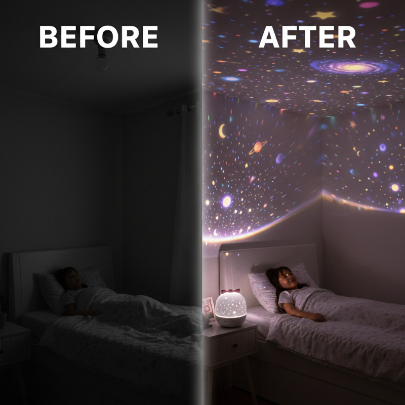 Oplaadbare roterende sterrenprojector nachtlampje