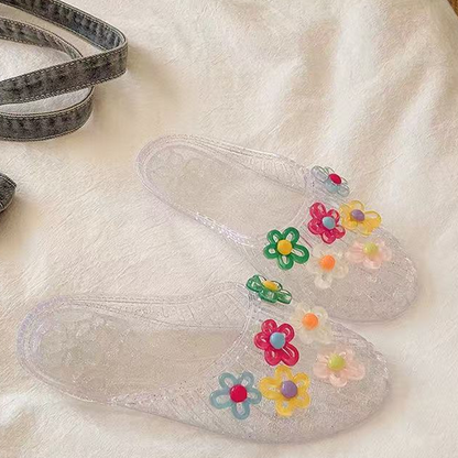 Women's Transparent Glitter Closed Toe Slippers