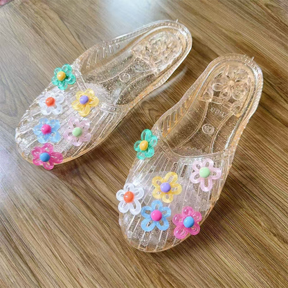 Women's Transparent Glitter Closed Toe Slippers