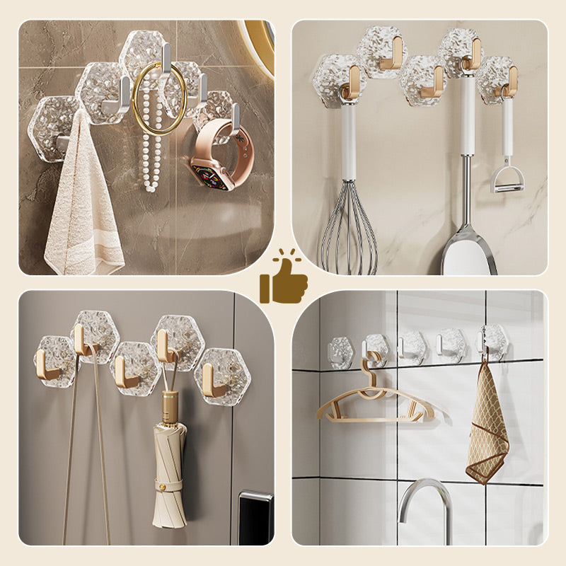 ✨【Aanbieding】 ✨🏠Zelfklevende L-Vorm Haken 5 stuks | Golfdesign | 3kg Draagkracht 🔩