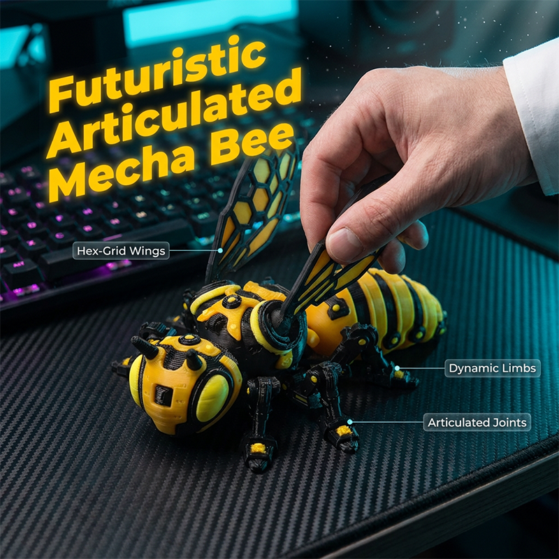 Futuristic Mecha Bee Ornament with Detachable Joint