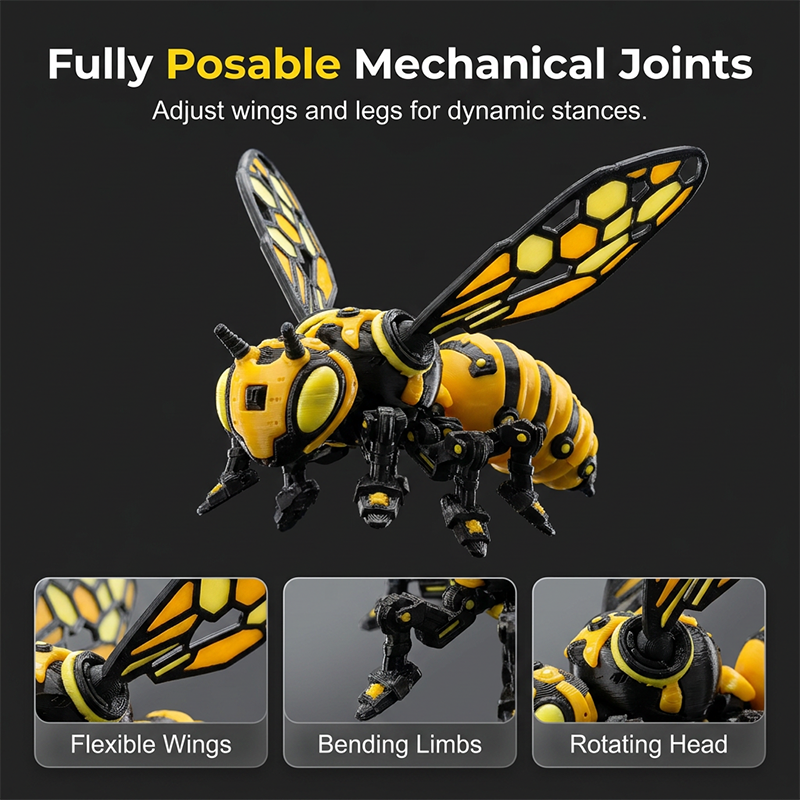 Futuristic Mecha Bee Ornament with Detachable Joint