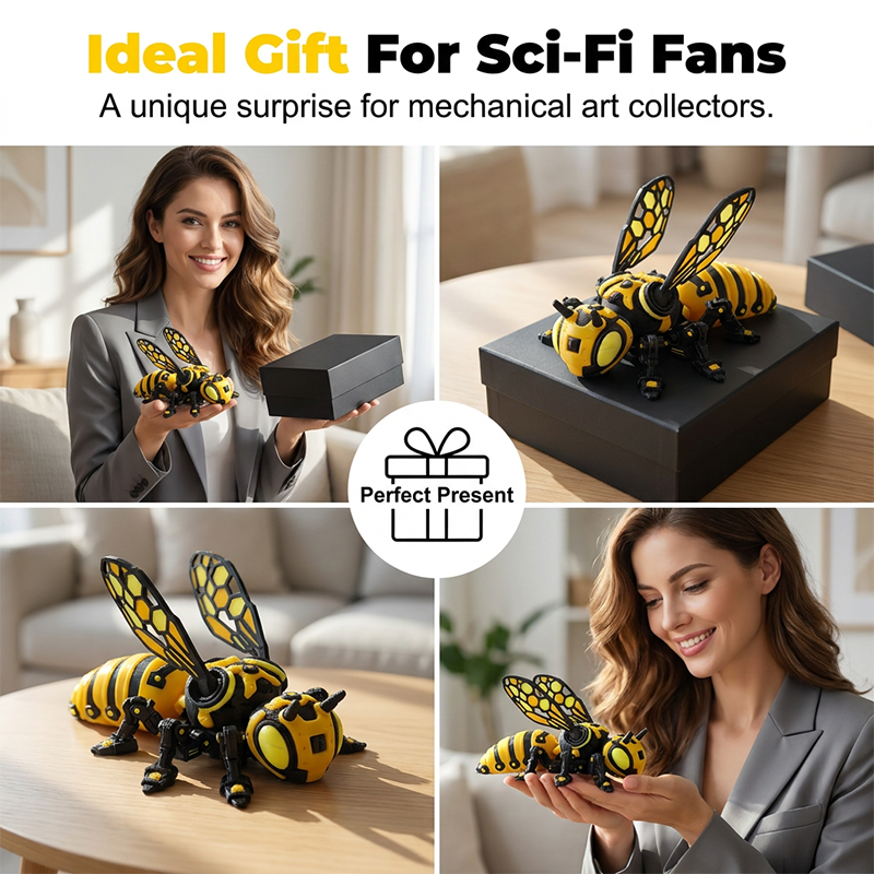 Futuristic Mecha Bee Ornament with Detachable Joint