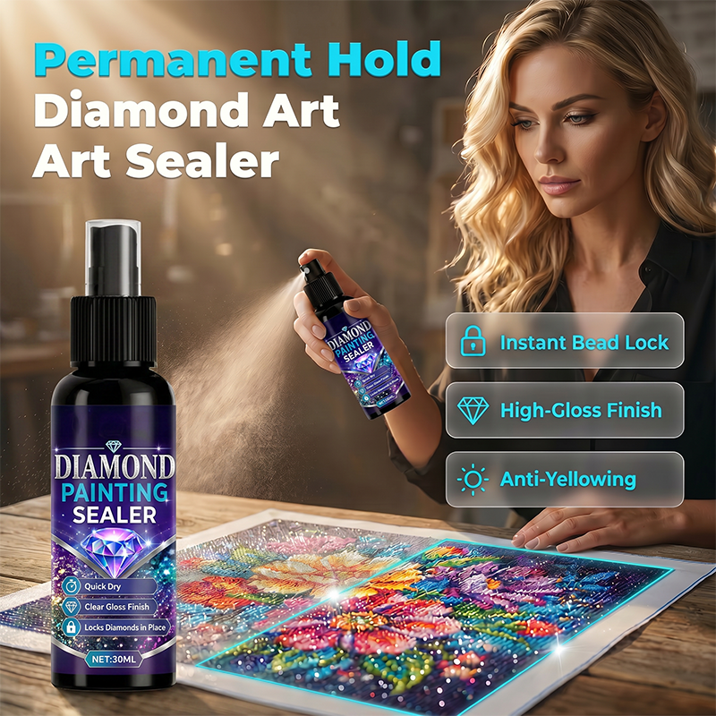 💎✨ Diamond art sealer – fixeert de kraaltjes, zorgt voor een glanzende afwerking, droogt snel en is duurzaam.