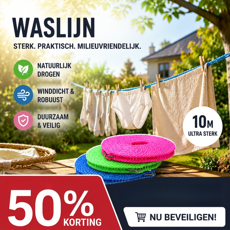 🏠🚫 Geen boren, geen schade! Draagbare waslijn klemt overal – balkon, badkamer of tuin. ⌛ 50% korting! 🔥