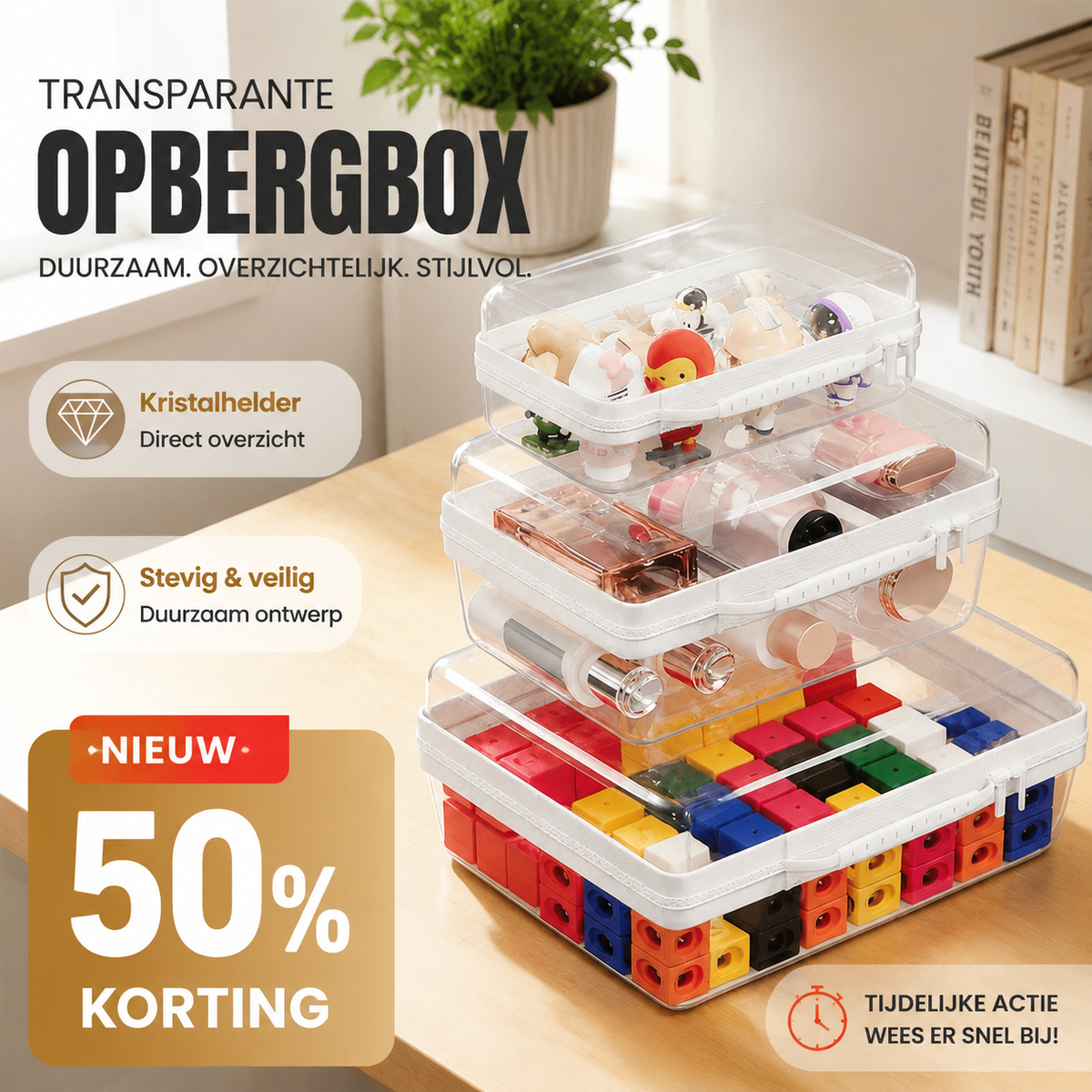 💥50% KORTING👜 Stevige Doorzichtige Bewaarzakken📚Veelzijdig bruikbaar voor opruimen