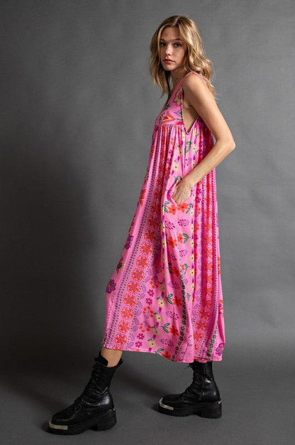Vintage floral print loose sleeveless jumpsuit-FREE SHIPPING